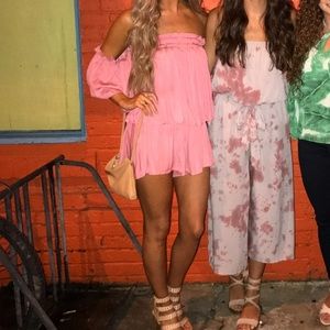 Skylar and Madison pink off the shoulder flowy romper size small
